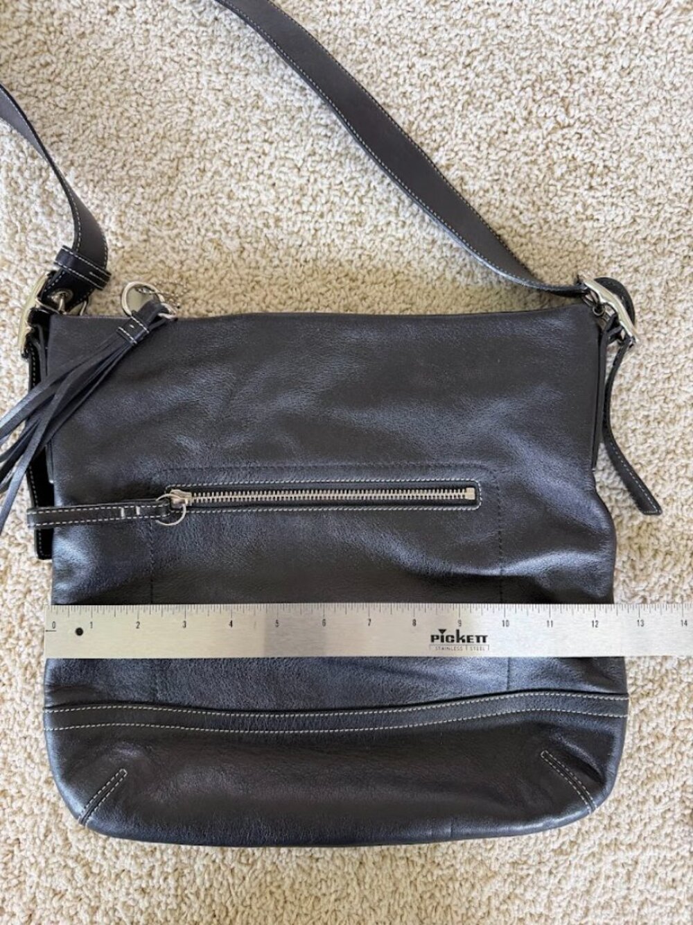 Vintage Legacy Slim (#1415) black leather convertible crossbody bag - Picture 2 of 11